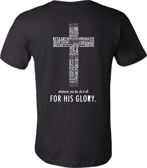 Made, black, t-shirt, cross, christian apparel, back view