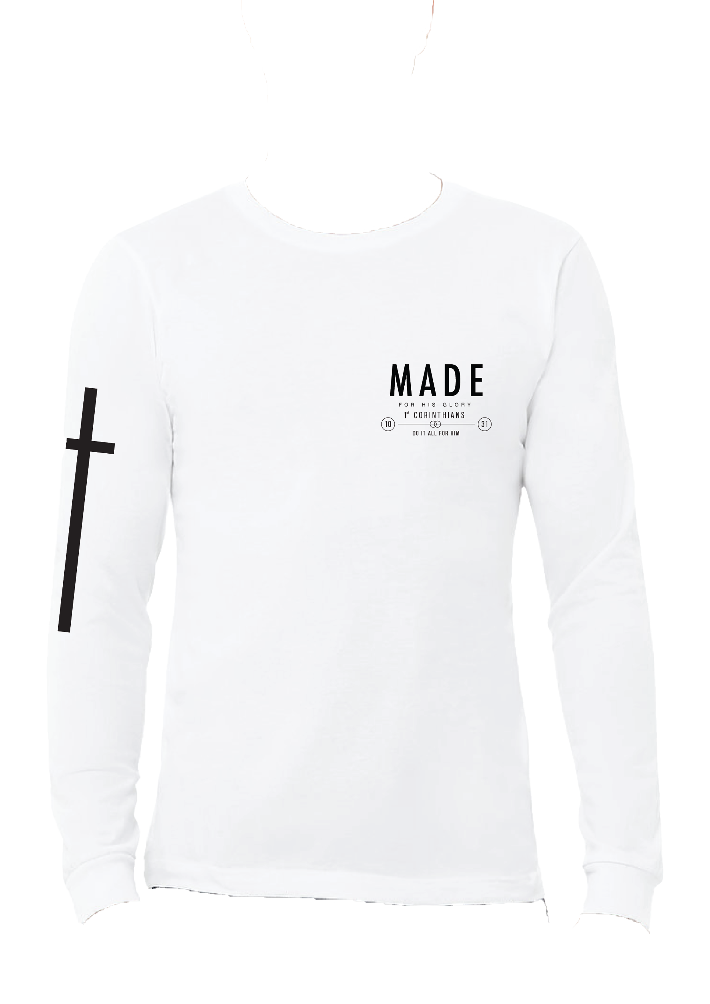 Long Sleeve Pocket T Shirt Size XL Black White Cross Logo